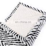 Custom Faux Fur Minky 2 Ply Plush Knitting Knitted Polyester Fleece Winter Blankets Cutting With Geometric Figure thumbnail-3