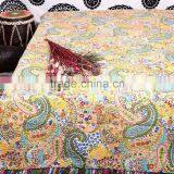 Multicolor Paisley Print King Size Kantha Quilt Reversible Ethnic Art Bedding Indian Vintage Queen Bed Cover
