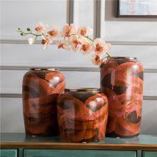 Abstrat Creative Red Wholesale Jingdezhen Metal Glaze Combination Ceramic Vase For Hotel Home thumbnail-1
