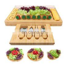 Wholesale Premium Bamboo Wood Knife Set Charcuterie Cutlery Slide-out Drawer Cheese Board thumbnail-4