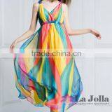 2016 Beautiful Colorful Lady Casual One-piece Dress Women Long Beach Party Kaftan Chiffon New Style Gown thumbnail-2