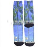 Custom Design Magnum Palm Tree Sublimated Print Stretch Spandex Mens Crew Foot Socks