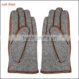 Men's Fashion Woolen and Leather Stitch Touch Screen Gloves thumbnail-3