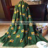 New Design Ladies Fashion Fringed Little Bear Printed Cashmere Poncho thumbnail-5