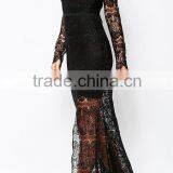 Black Lace Maxi Dress Mesh Lace Dress Ladies Sexy Transparent Lace Dress thumbnail-2
