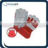Printed Leather Working Gloves Red Color Safty Gloves Pigskin thumbnail-1