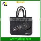 Custom Black Cotton Tote Handbag Bag With Pouch thumbnail-2