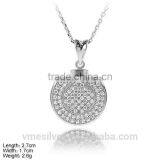 PZL-0016 Round Pendant Jewelry Silver Zirconia White Micropva Silver Jewelry