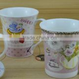 14OZ sweety dessert cake fully decal printed ceramic mug, shiny surface new bone china coffee cup, KL5001-10691