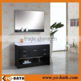 48" Oak Wood Espresso Bathroom Cupboard, Wholesale Bathroom Vanity With Ceramic Basin thumbnail-1