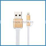 New Arrival High Speed 2 in 1 Flat Noodle USB Date Cable For IOS 8 Pin & Android thumbnail-2