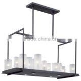1018-13 Frosted Glass Cylinders Modern Geometric Forms Urban Nights 20 Light Candle Chandelier