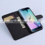 Factory Price Lichee Leather Pouch Wallet Case Folio Stand Cover Case for Samsung GALAXY S6 Edge thumbnail-3