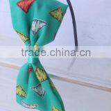 beautiful colorful triangle printed fabric bow hairbands