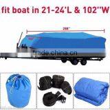 21-24 Ft Waterproof Heavy Duty Fabric Trailerable Pontoon Boat Cover Blue Color thumbnail-1