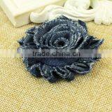 2.5" Flower Trim Denim Cotton Chiffon Fabric Children Hair Accessories thumbnail-2