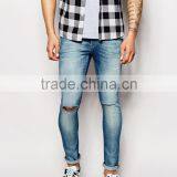 Men Brand Jeans Super Skinny Fit Distressed Denim Man Jeans Pant With Rip Knee Blue Country Jeans Price for Jeans(LOTA047) thumbnail-2