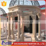 trade assurance outdoor handcraft beige marble gazebo with lion statue NTMG-291S
