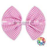 Sweet Little Girls Hair Accessories Orange Grid Hair Bow for Kids thumbnail-3