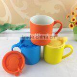 Promotional Color Glaze Ceramic Mug With Lid thumbnail-1
