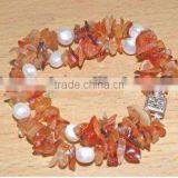 Fashion Chip Agate Bracelet With White Freshwater Pearl Bracelet thumbnail-1