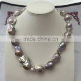 Purple 26mm Freshwater Baroque Pearl Necklace thumbnail-1