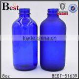 8oz Blue Boston Bottle Frosted Blue Color Boston Round Glass Bottle for Cosmetic Oils thumbnail-1