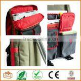Red Cotton Twill and Green Nylon Laminated Water Resistant Fabric. Padded. Many Pockets. Unique thumbnail-3