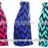 Long Skirt Young Aloud Chevron Print Wide Waist Band Maxi Skirt Cheap Maufacture in China thumbnail-1