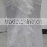 White Banquet Spandex Chair Cover With Organza Chair Cap Sash for Wedding Decoration thumbnail-2