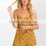 Spaghetti Strap Floral Printed Tie Waist Adult Sexy Women Rompers thumbnail-3