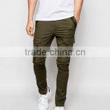 Custom 98% Cotton 2% Elastane Stretch Twill Functional Zip Cargo Pockets Zip Leg Opening Men's Green Casual Pants thumbnail-1