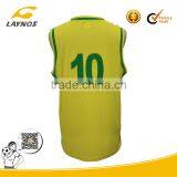 Custom Printed Yellow Brasil Basketball Jersey thumbnail-2