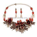 Luxury Brass Plated Alloy Choker Necklace &earrings for Women thumbnail-6