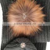 Myfur Removable Genuine Raccoon Fur Balls Winter Wool Scarf For Women thumbnail-2