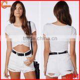 Plain Fashion Cap Sleeve Round Neck Knot Front Wihte Blouse