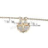 Flower Leaf NecklaceStainless Steel With Rhinestone Clay Pave Clover Necklace thumbnail-2