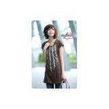 Girl Fashionable Short Sleeve Shining Pieces Long T-Shirt