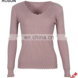 Wave trim cotton jumper pullover of Knit Ladies clothing as a good choice to buy sweaters