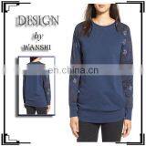 Floral Print Crewneck Raglan Sweatshirt Fashion Long Sleeves Ribbed Cuffs Women Clothes