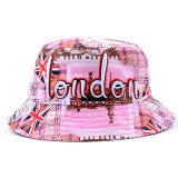 100% Cotton Promotional Flat Crown Embroidered Fashion Bucket Hat