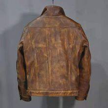 2021NEW FASHION WASHED MEN'S GENUINE COWSKIN LEATHER JACKET FACTORY HOT SALE thumbnail-4