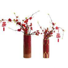 Light Luxury Chinese Electroplate Large Green Blue White Ceramic Vase For TV Bench Decor thumbnail-5