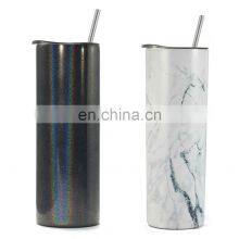 600ml Double Walled Stainless Steel Glitter Reusable Skinny Slim Travel Customized Sublimation Tumbler thumbnail-3