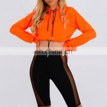 Gym Yoga Cropped Top Hoodies and Shorts Set Sexy Women Sports Suit Hot Seller Amazon thumbnail-2
