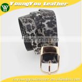 2015 Designer Fashion Women's leopard pointed Plain Pierced belt with Fuax leather factory china