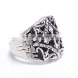 Wholesale Titanium Steel Jewelry Fashion Engagement Men's Cross Ring thumbnail-1