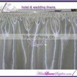 21 Feet White Satin Table Skirts With Shirring Pleats for Wedding 8 Feet Rectangle Banquet Table Decoration thumbnail-1