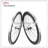 Mixed carbon clincher wheels 50mm 60mm with alloy braking surface, 700C durable bicycle wheels with Novatec hub