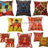 Traditional Design Elephant Peacock Work Cotton Cushion Cover 40*40cm thumbnail-1